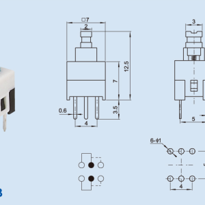 6 pin Push Lock Button 7X7