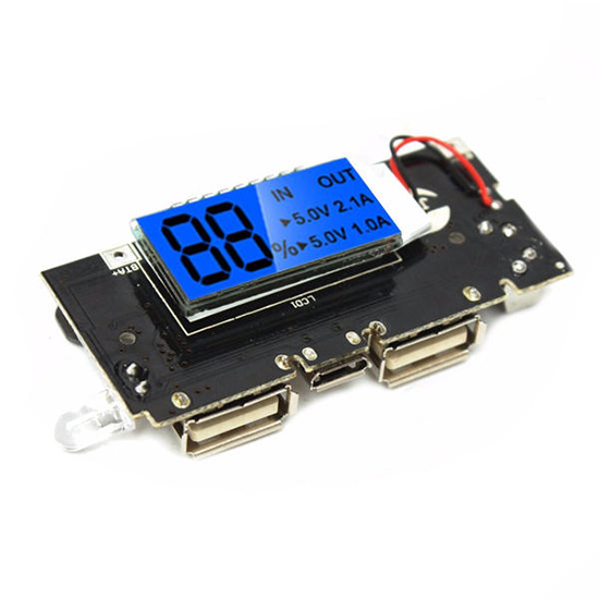 Dual USB 5V 1A 2.1A LCD Display Mobile Power Bank Module