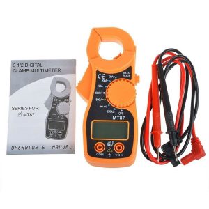 MT87 LCD Digital Clamp Set Multimeter Electronic Diagnostic Tool Voltage Tester AC/DC Transistor Meter Tool with 2 Test Cables